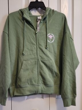 PINK Victoria's Secret Olive Green Zip Hoodie